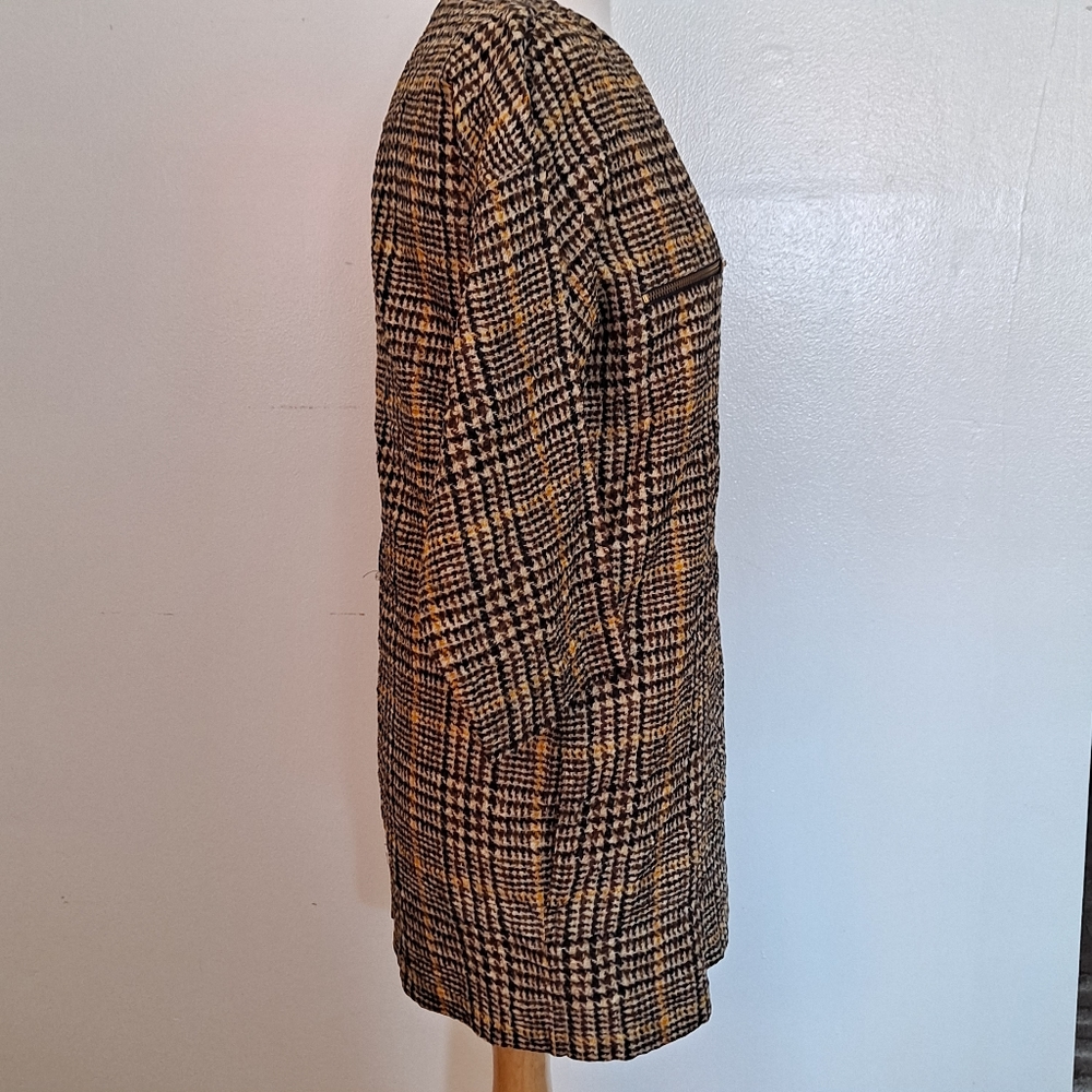 Celine Phoebe Philo Mini Dress Silk Lightweight Plaid Cream Black Brown - Picture 10 of 12